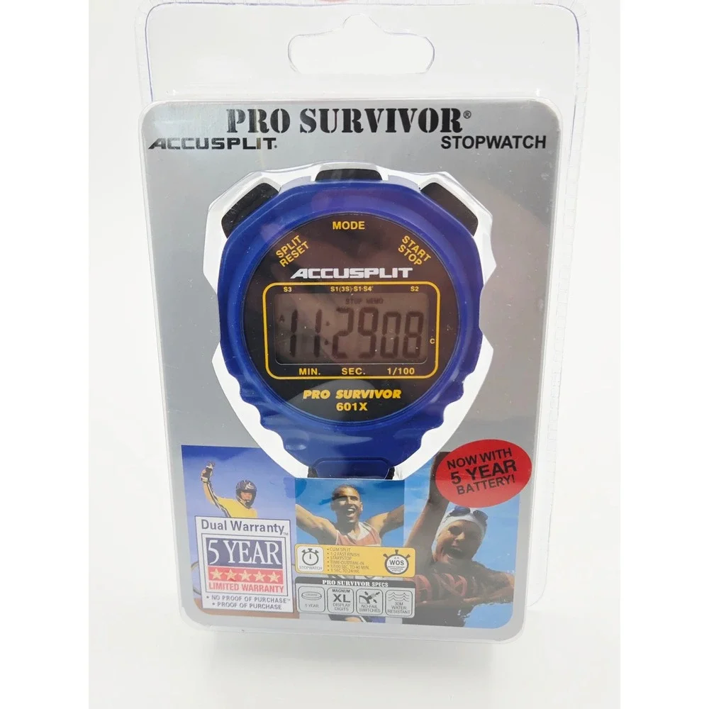 Accusplit Pro Survivor 601X Stopwatch‎ Blue Digital XL Display Water Resistant